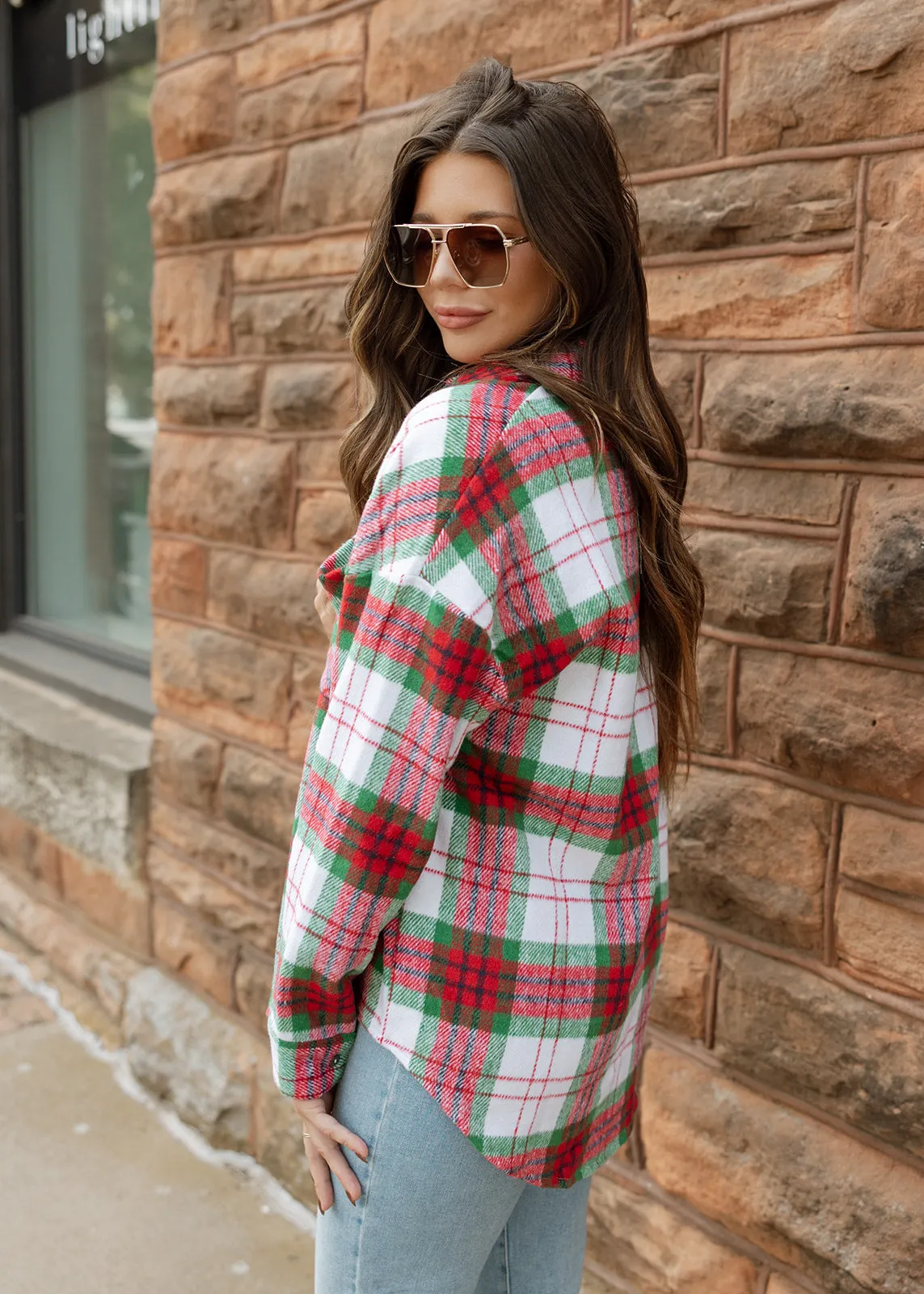 Festive Flair Red & Green Plaid Shacket