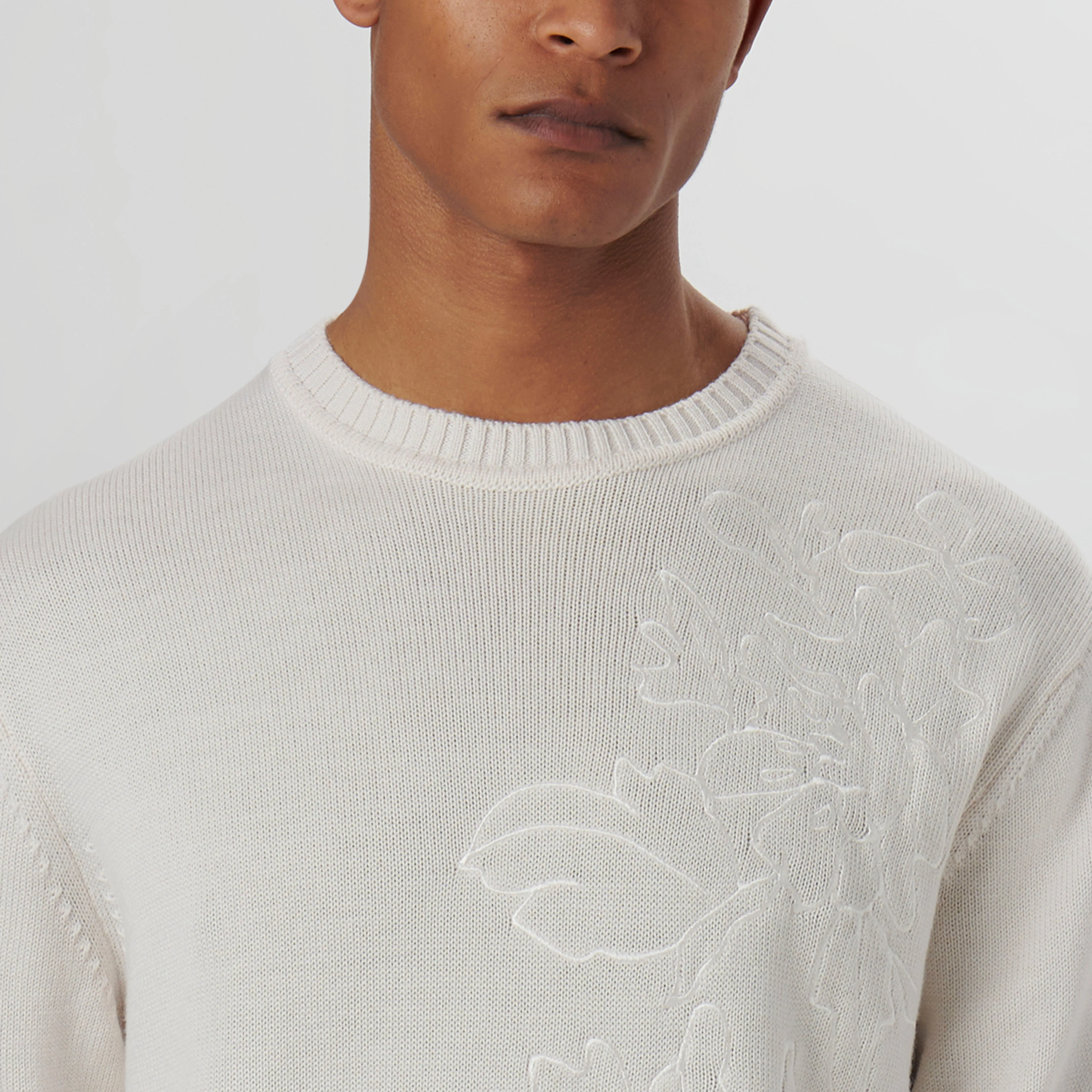 Floral Embroidered Crew Neck Sweater