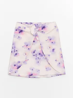 Floral Girls Skirt with Elastic Waist