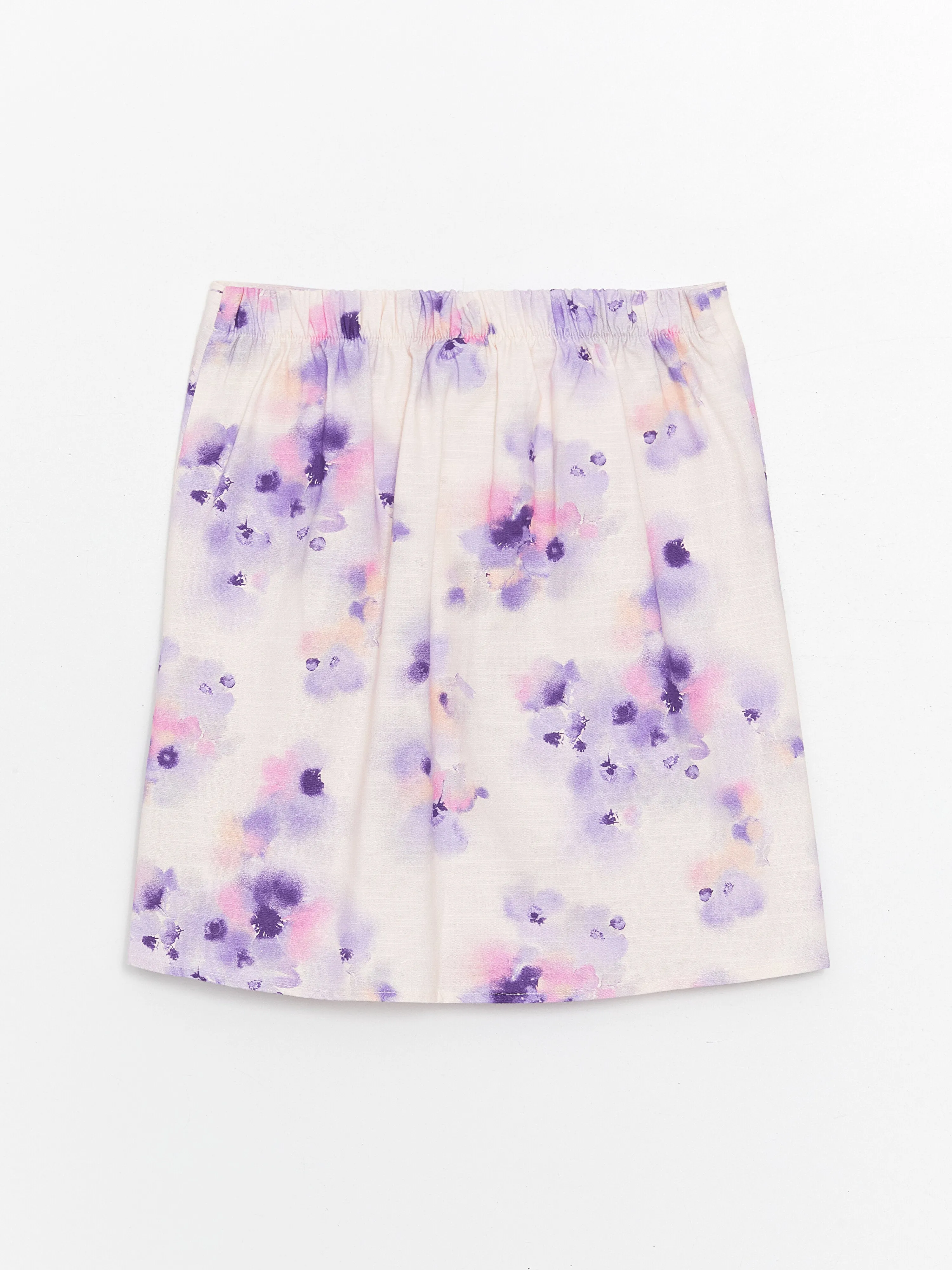 Floral Girls Skirt with Elastic Waist