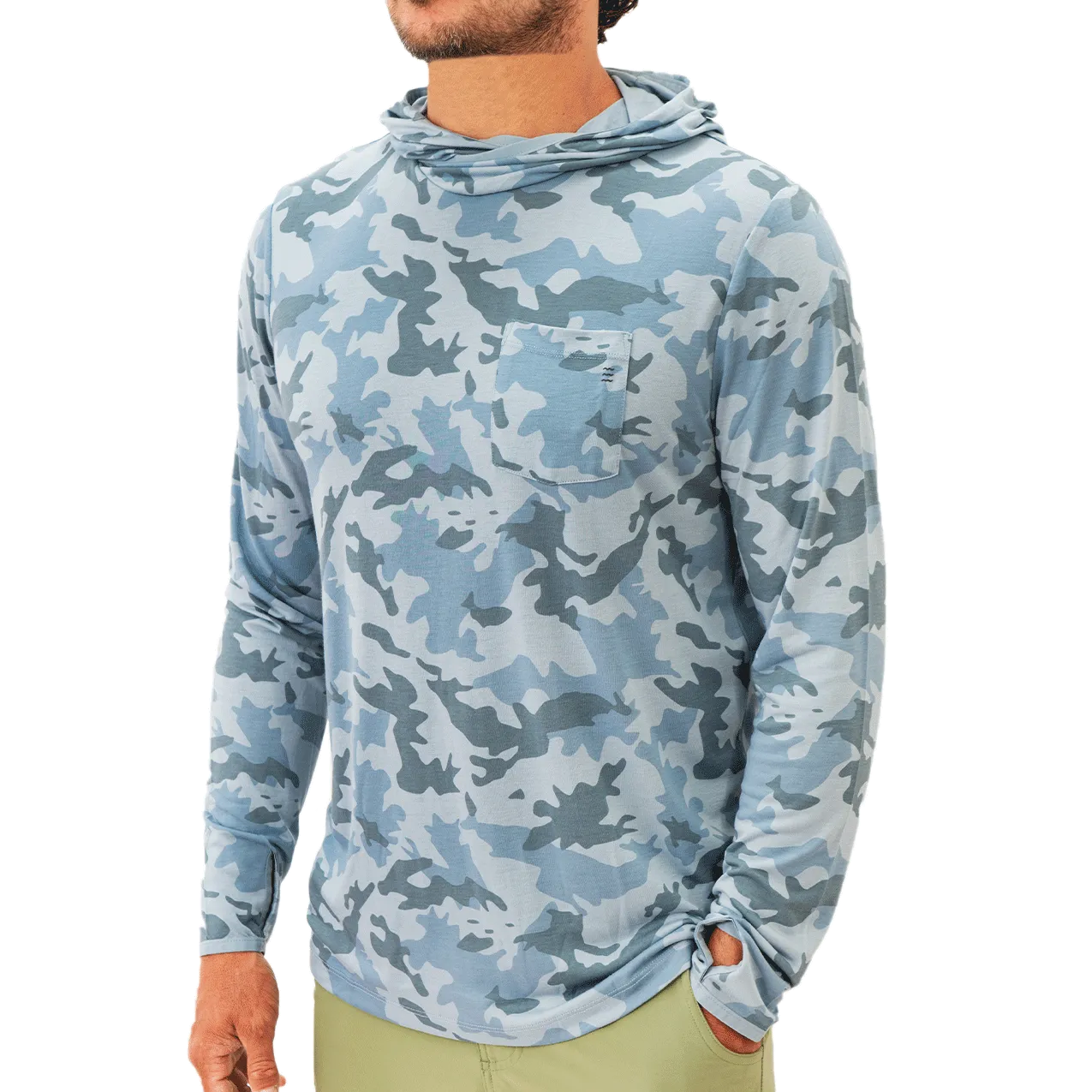 FREE FLY MENS BAMBOO LIGHTWEIGHT HOODY - WATER CAMO
