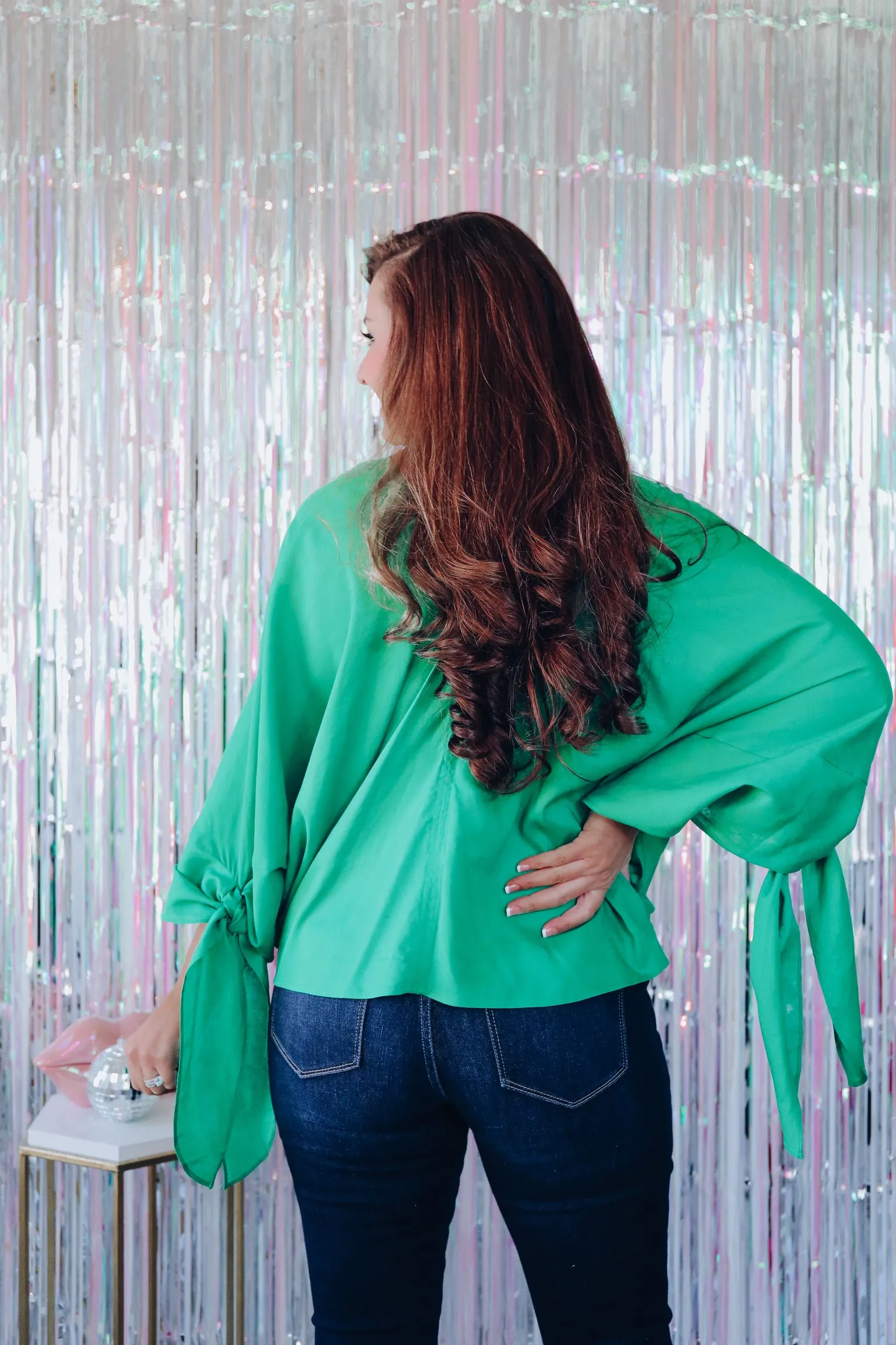 Free Spirit Tie Sleeve Blouse - Green