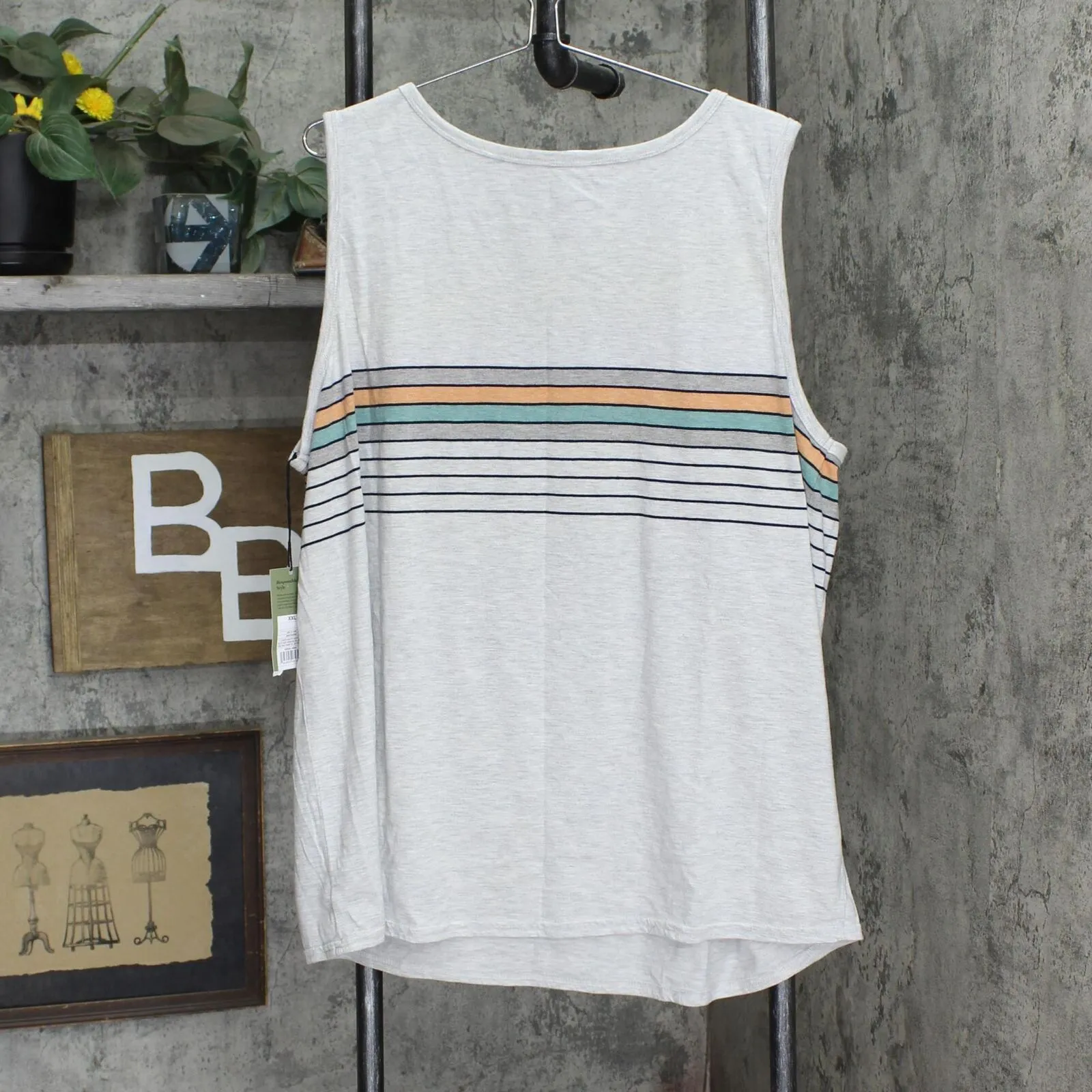 Goodfellow & Co Men's Striped Relaxed Fit Scoop Neck Tank Top Gray 2XL