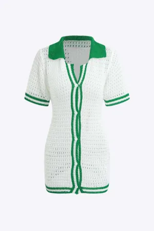 Gretchen - Stylish Button Up Knit Woman's Mini Dress