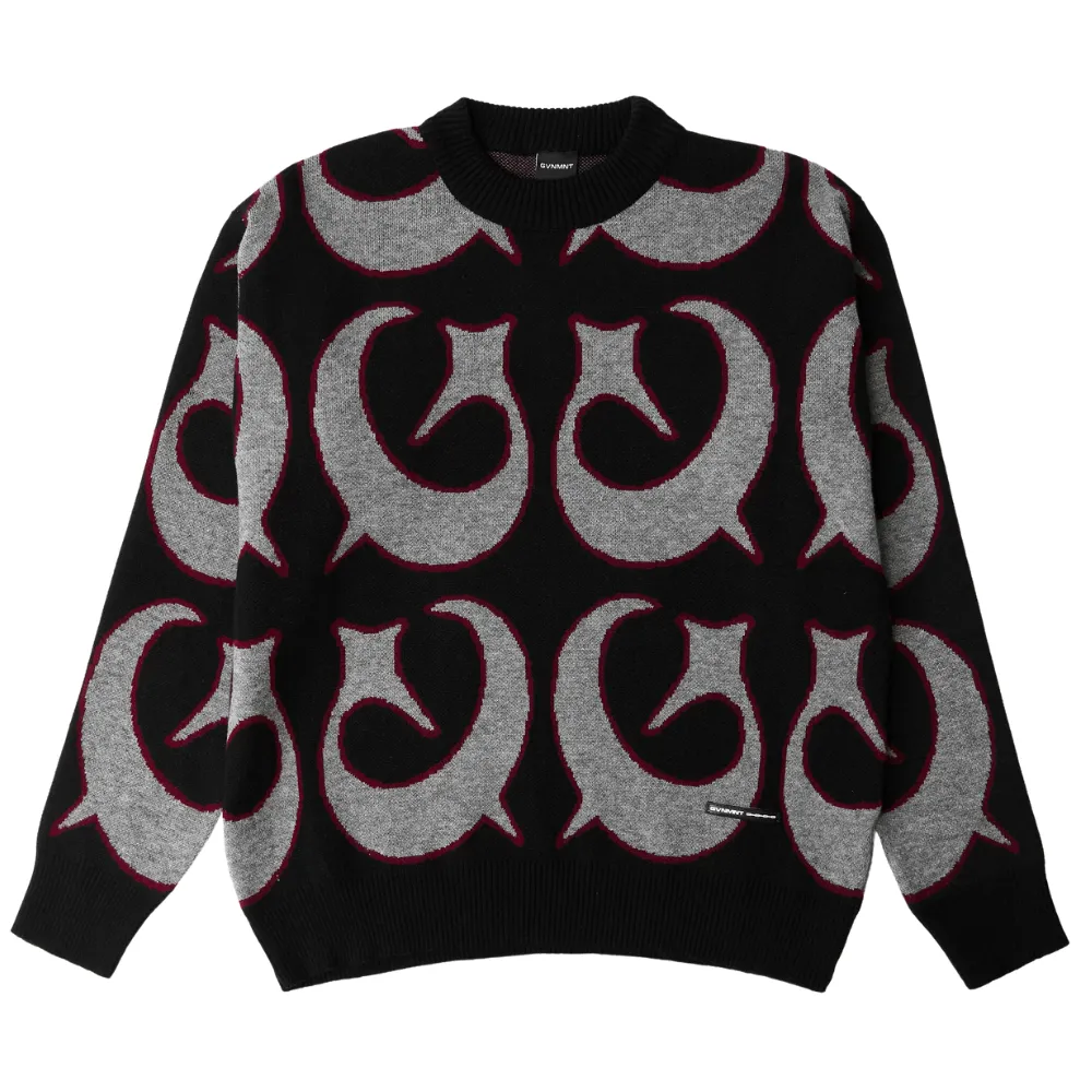 GVNMNT Clothing Co Foul Play Jacquard Knit Sweater | Black