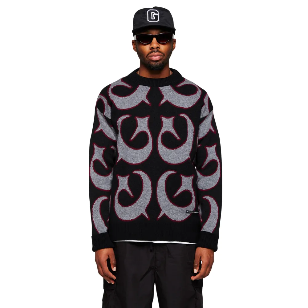 GVNMNT Clothing Co Foul Play Jacquard Knit Sweater | Black