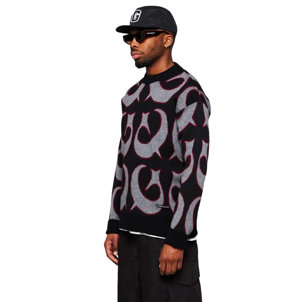 GVNMNT Clothing Co Foul Play Jacquard Knit Sweater | Black