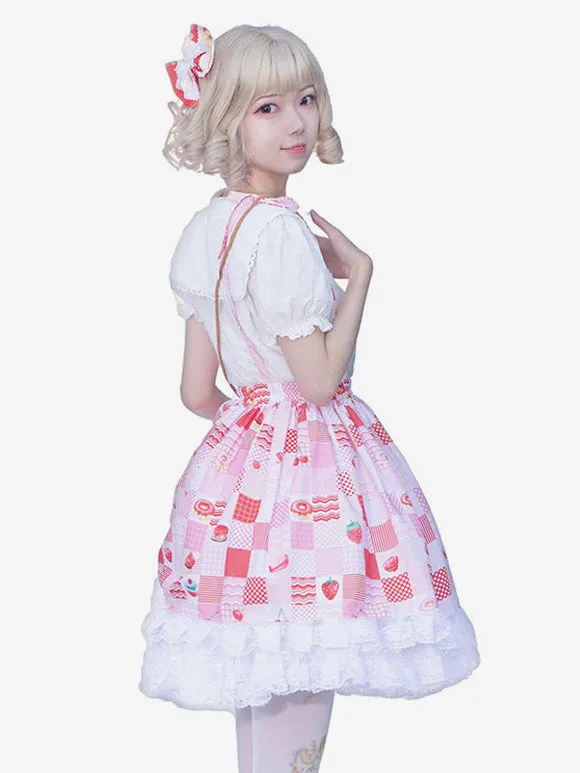 Harajuku Fashion Lolita SK Ruffles Red Floral Print Lolita Skirts