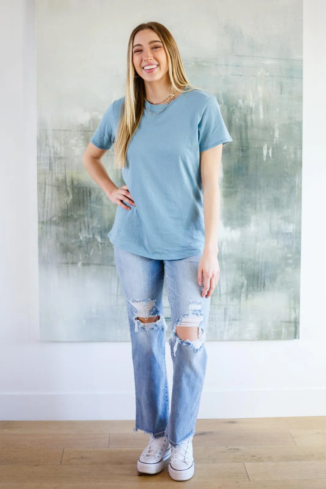 Hazel Blues® | Cardinal Short Sleeve Tee in Blue Grey