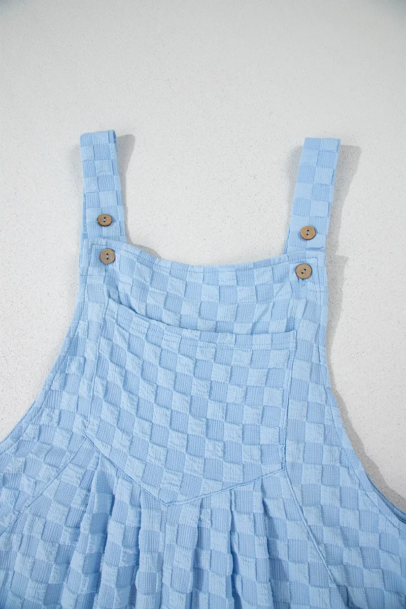 Hazel Blues® |  Checkered Pocketed Wide Leg Overalls
