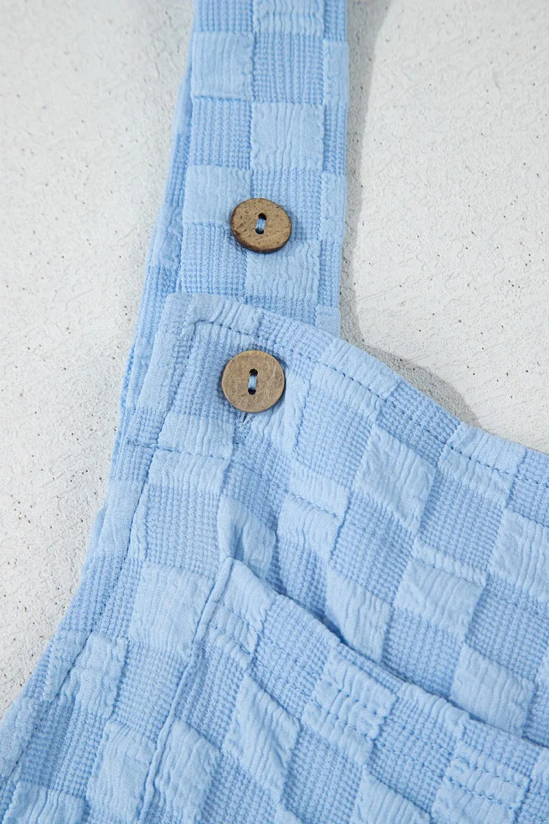 Hazel Blues® |  Checkered Pocketed Wide Leg Overalls