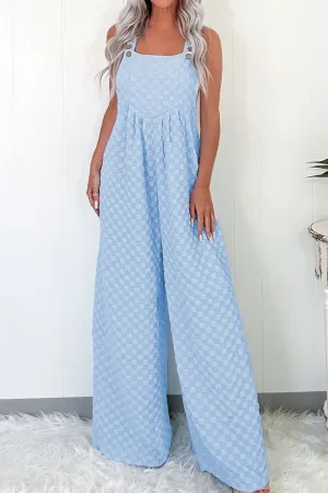Hazel Blues® |  Checkered Pocketed Wide Leg Overalls