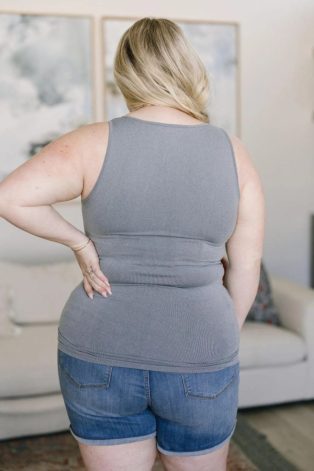 Hazel Blues® |  Standard Issue Seamless Longline Tank in Heather Grey
