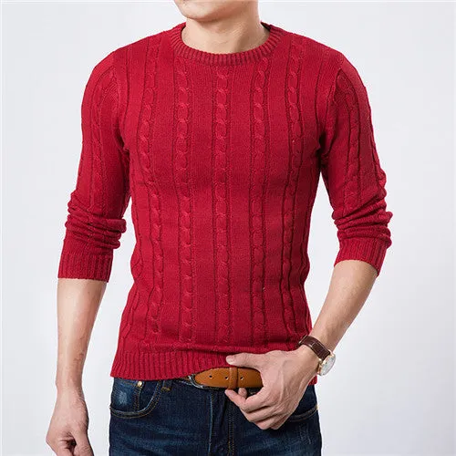 High Quality Pullover Men Fashion Round Collar Winter Sweater Men's Brand Slim Fit Pullovers Casual Sweater 7 Colors