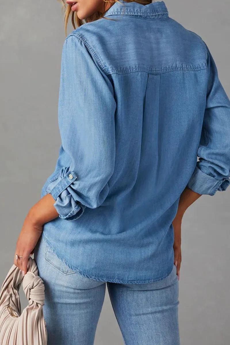 HTR1200 Classic Button-Down Chambray Shirt Top