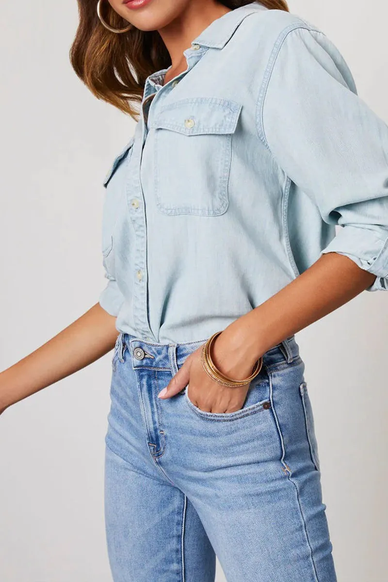 HTR1200 Classic Button-Down Chambray Shirt Top