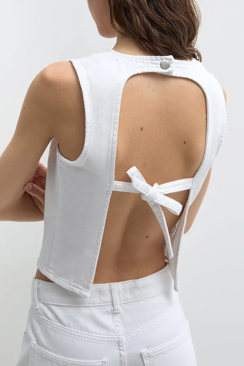 HTT1253 Minimalist Denim Crop Top