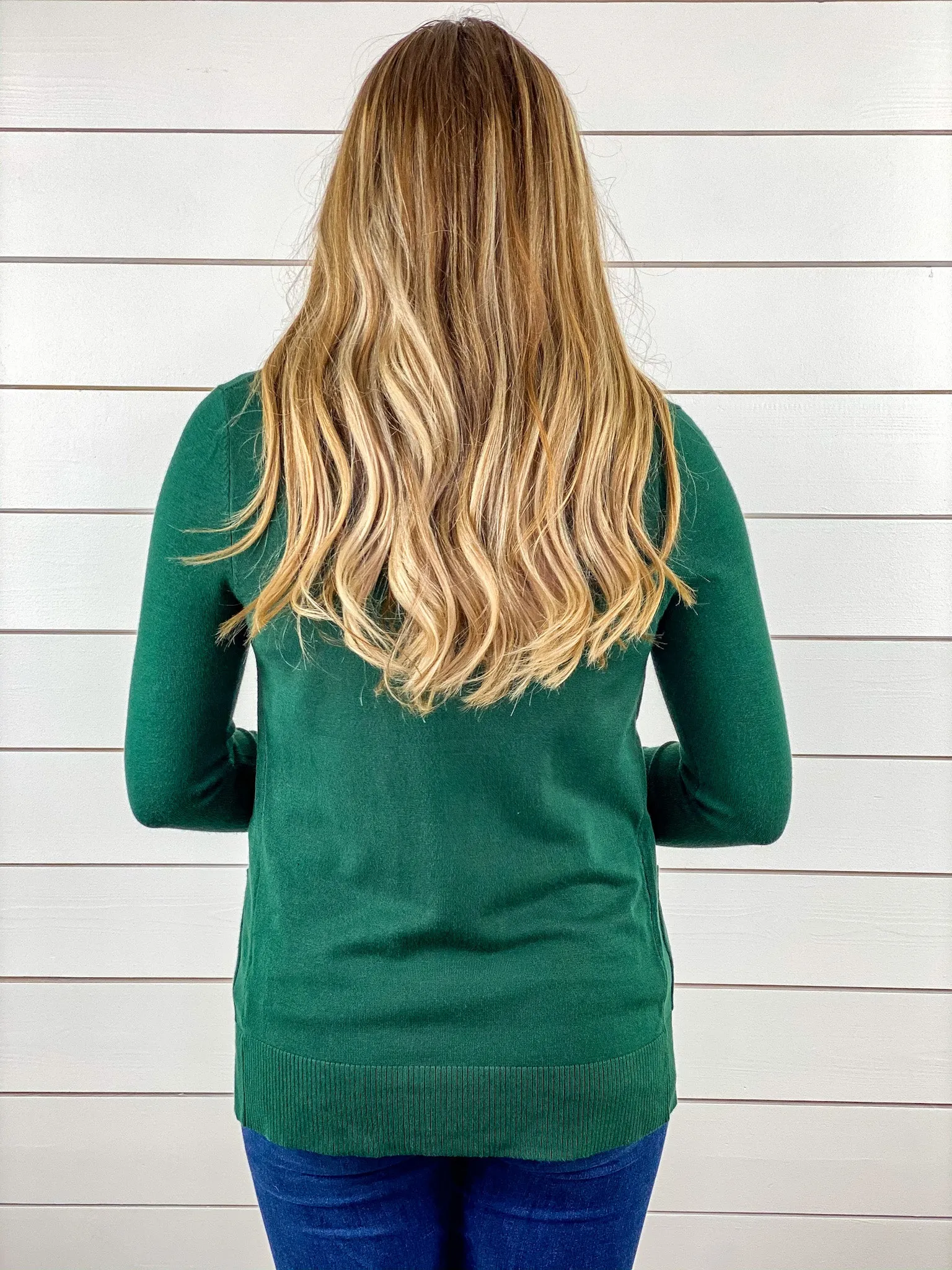 Hunter Green Cardigan with Pockets