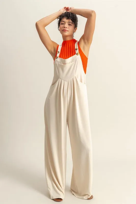 HYFVE Pleated Detail Front Pocket Wide Strap Overalls