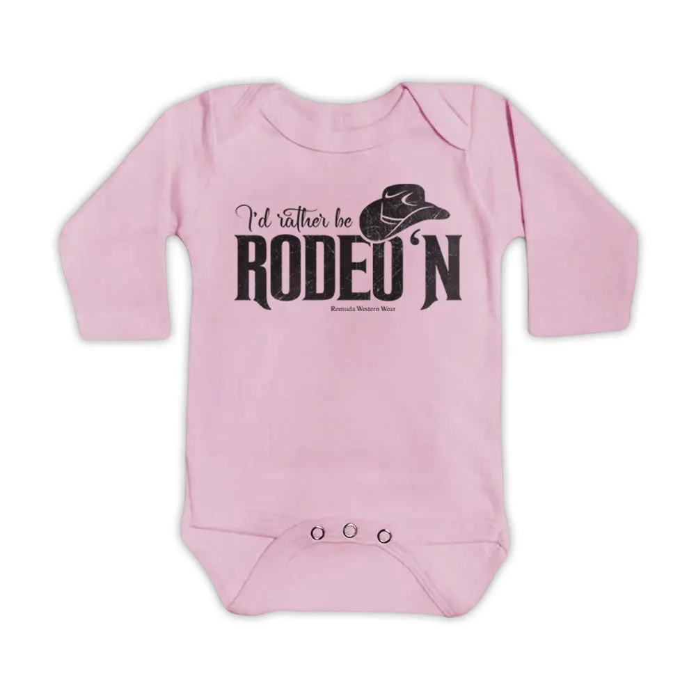 I'd Rather Be Rodeo'n - Infant Western One Piece Romper