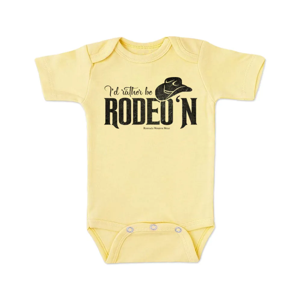 I'd Rather Be Rodeo'n - Infant Western One Piece Romper