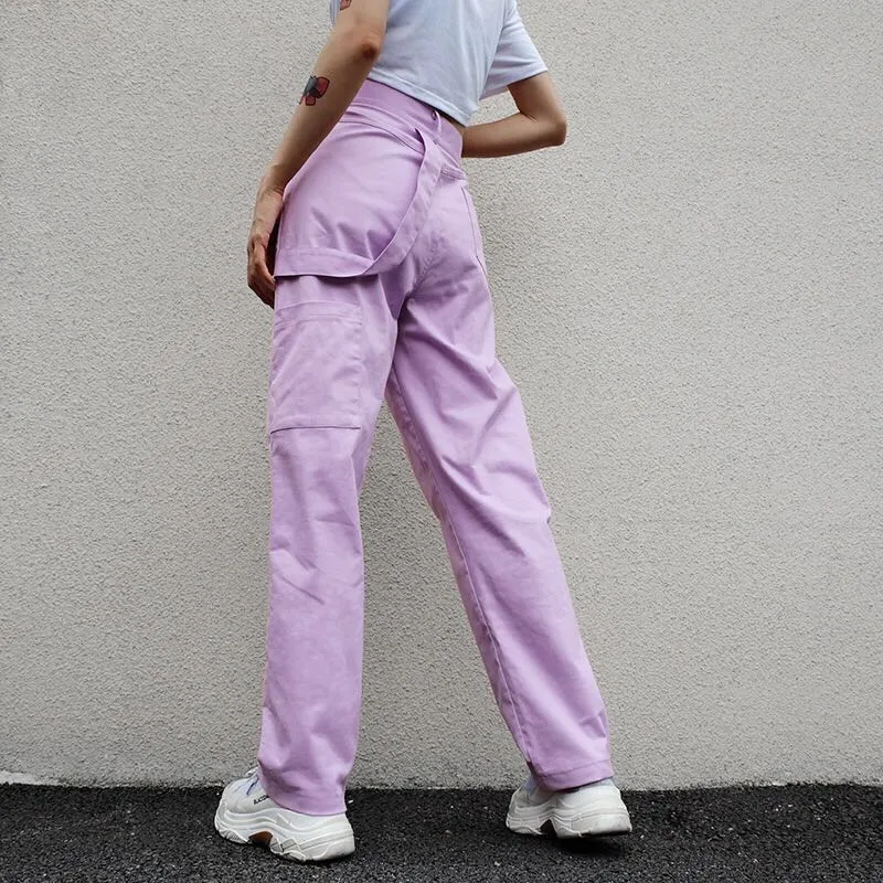 [@ilkexvdb] "PURPLE SIDE POCKET HIGH WAIST" OVERALLS PANTS K050301REVIEW