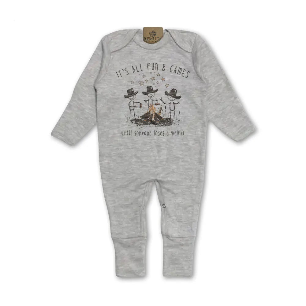 It's All Fun & Games Until Someone Loses A Weiner - Infant Camping Sleepwear