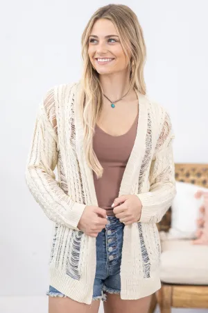Ivory Distressed Cardigan