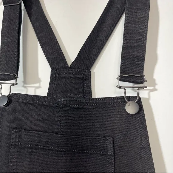 J BRAND JULES OVERALLS JEAN DUNGAREES BLACK BOYFRIEND STRAIGHT LEG RETRO DENIM M