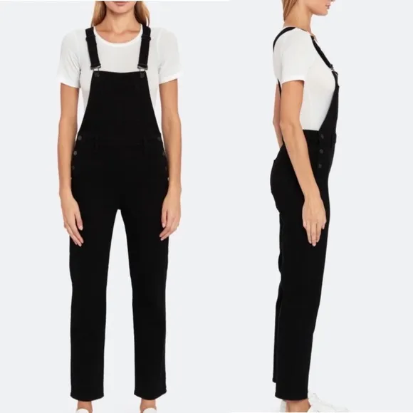 J BRAND JULES OVERALLS JEAN DUNGAREES BLACK BOYFRIEND STRAIGHT LEG RETRO DENIM M