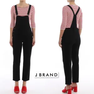 J BRAND JULES OVERALLS JEAN DUNGAREES BLACK BOYFRIEND STRAIGHT LEG RETRO DENIM M
