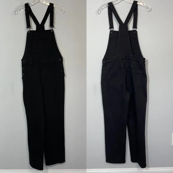 J BRAND JULES OVERALLS JEAN DUNGAREES BLACK BOYFRIEND STRAIGHT LEG RETRO DENIM M