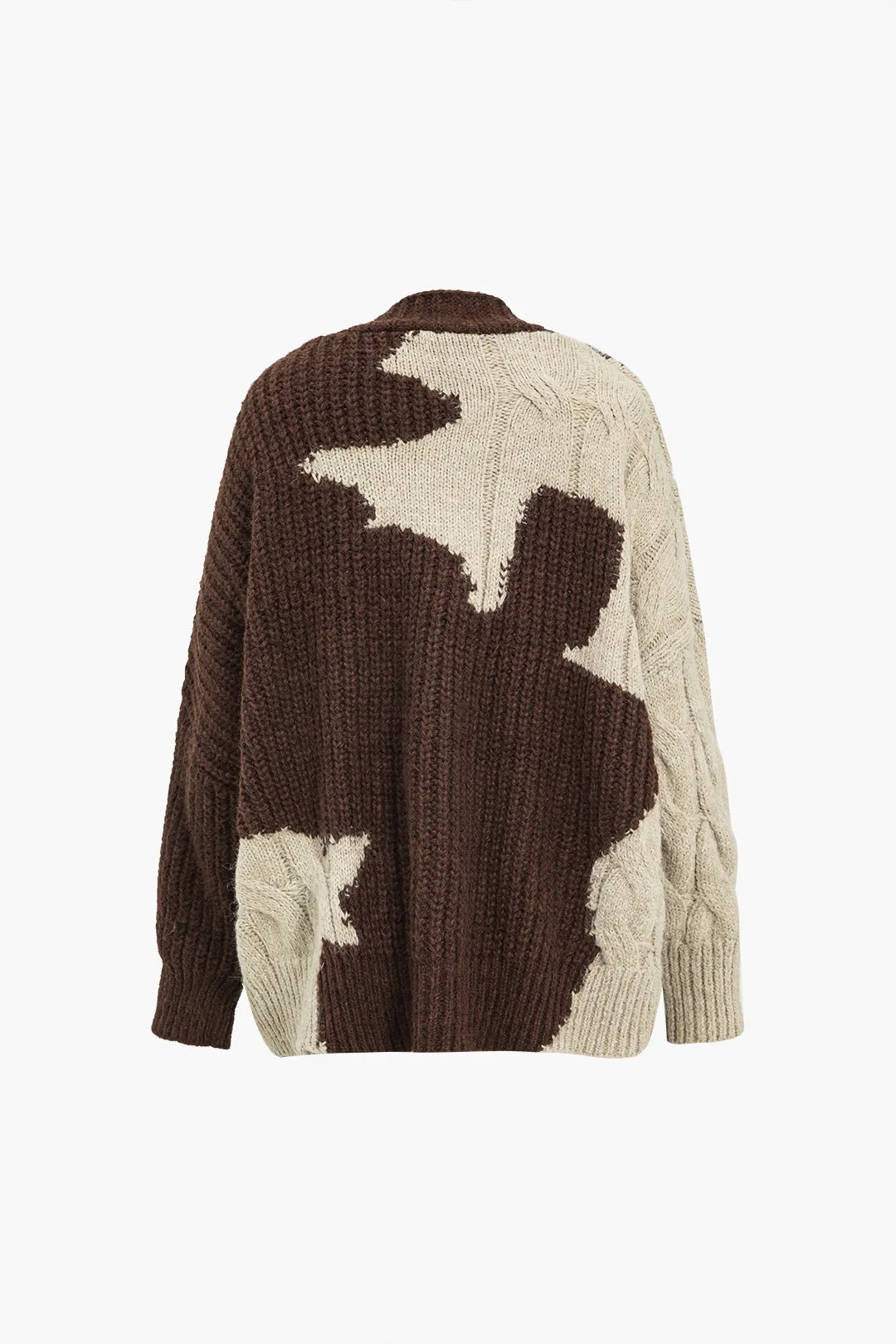 Jane - Chic Color Block Patchwork Woman's Sweater Cardigan