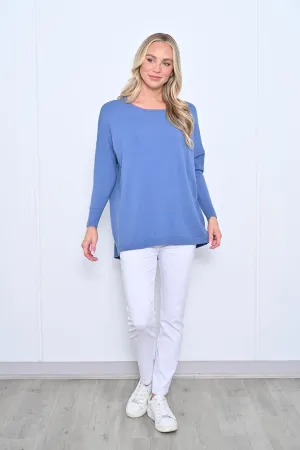 Jenny Oversized Wool Blend Jumper In Denim Blue