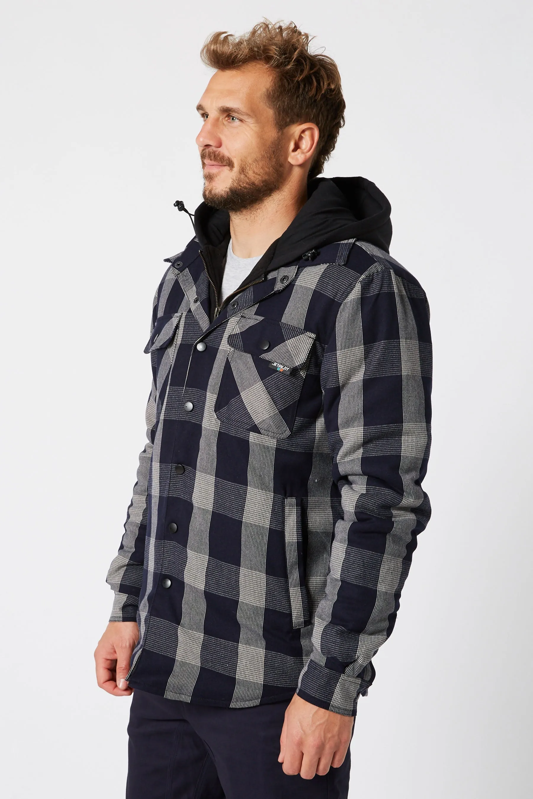Jetpilot Quilted Mens Flannel Jacket - Black