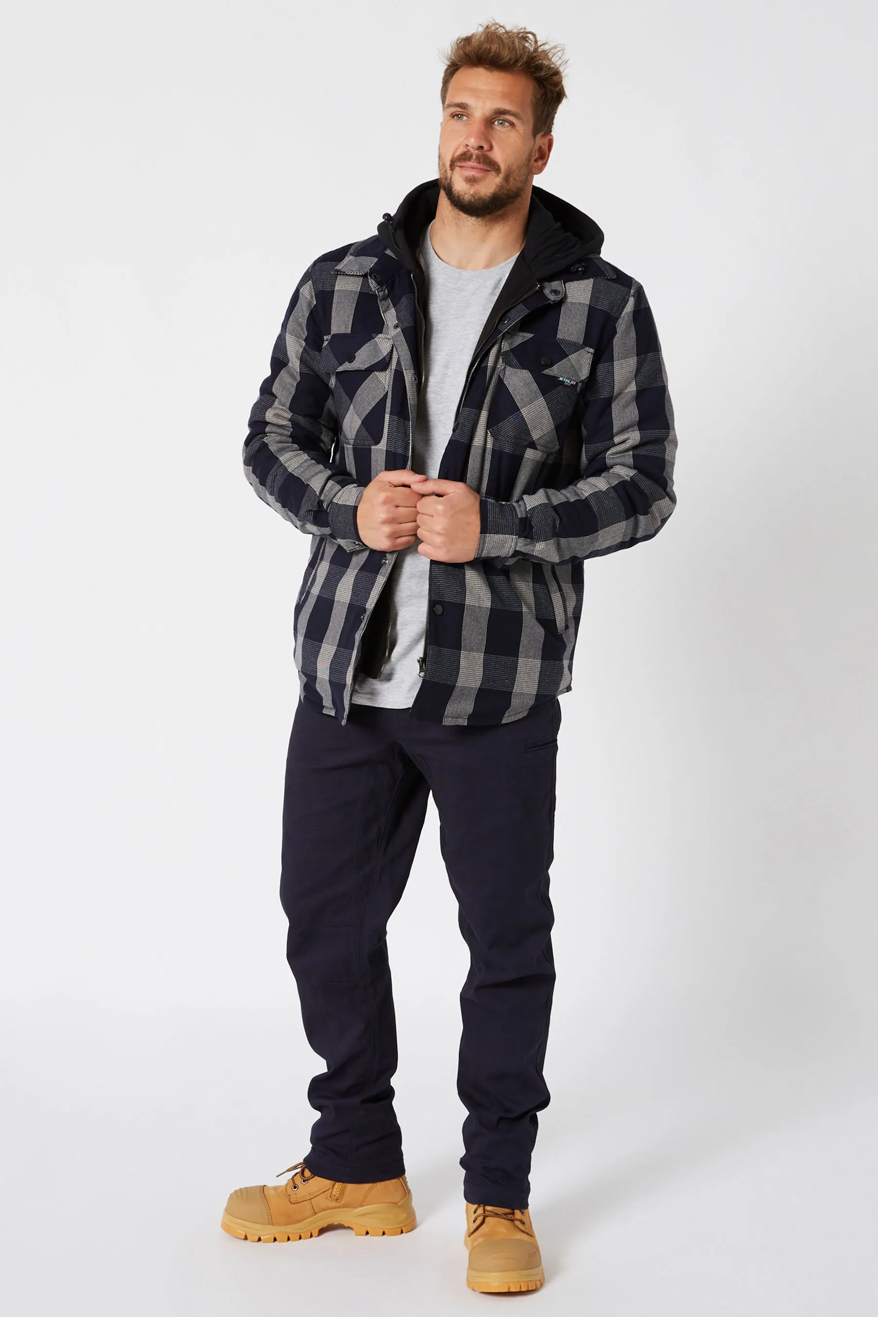 Jetpilot Quilted Mens Flannel Jacket - Black
