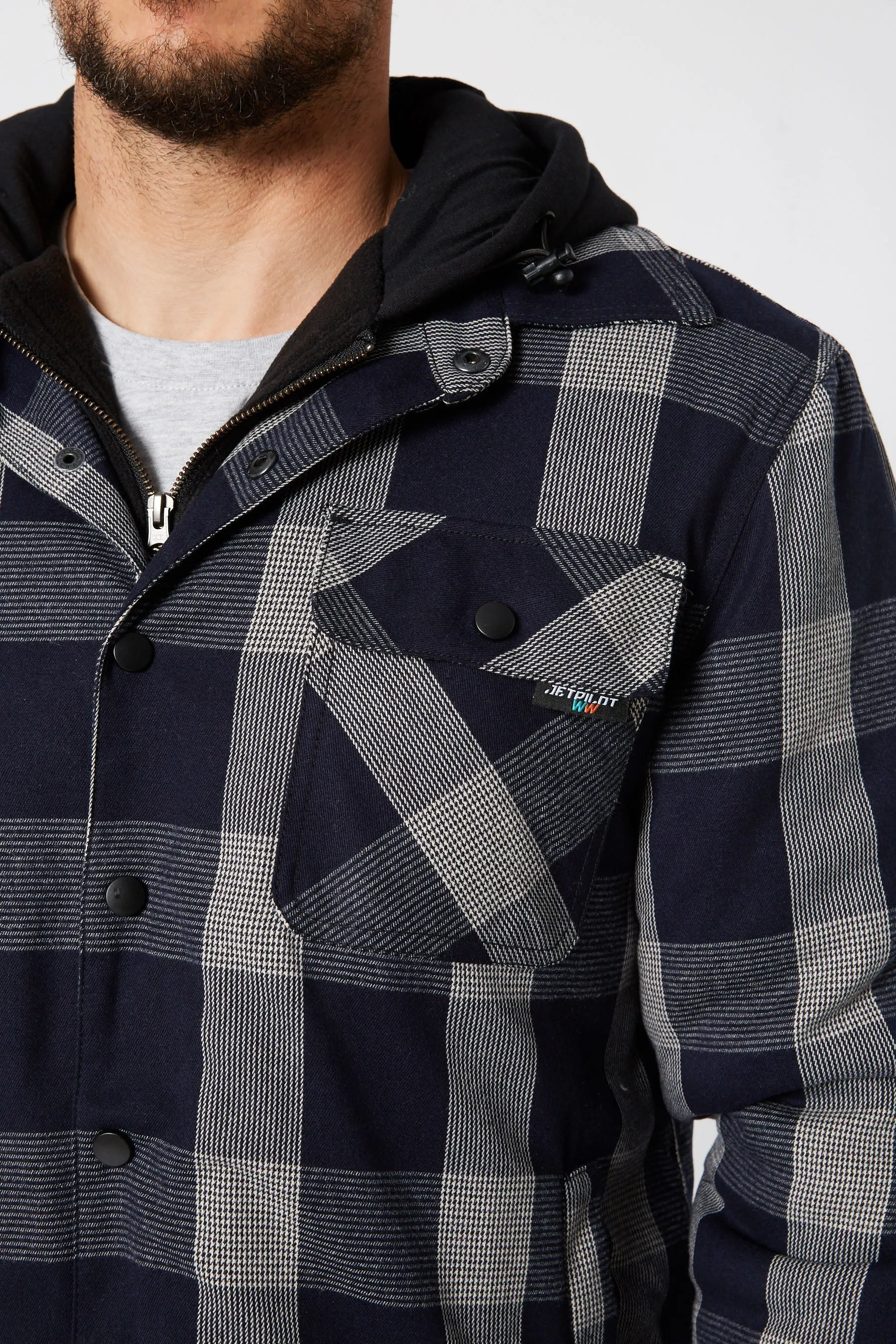 Jetpilot Quilted Mens Flannel Jacket - Black