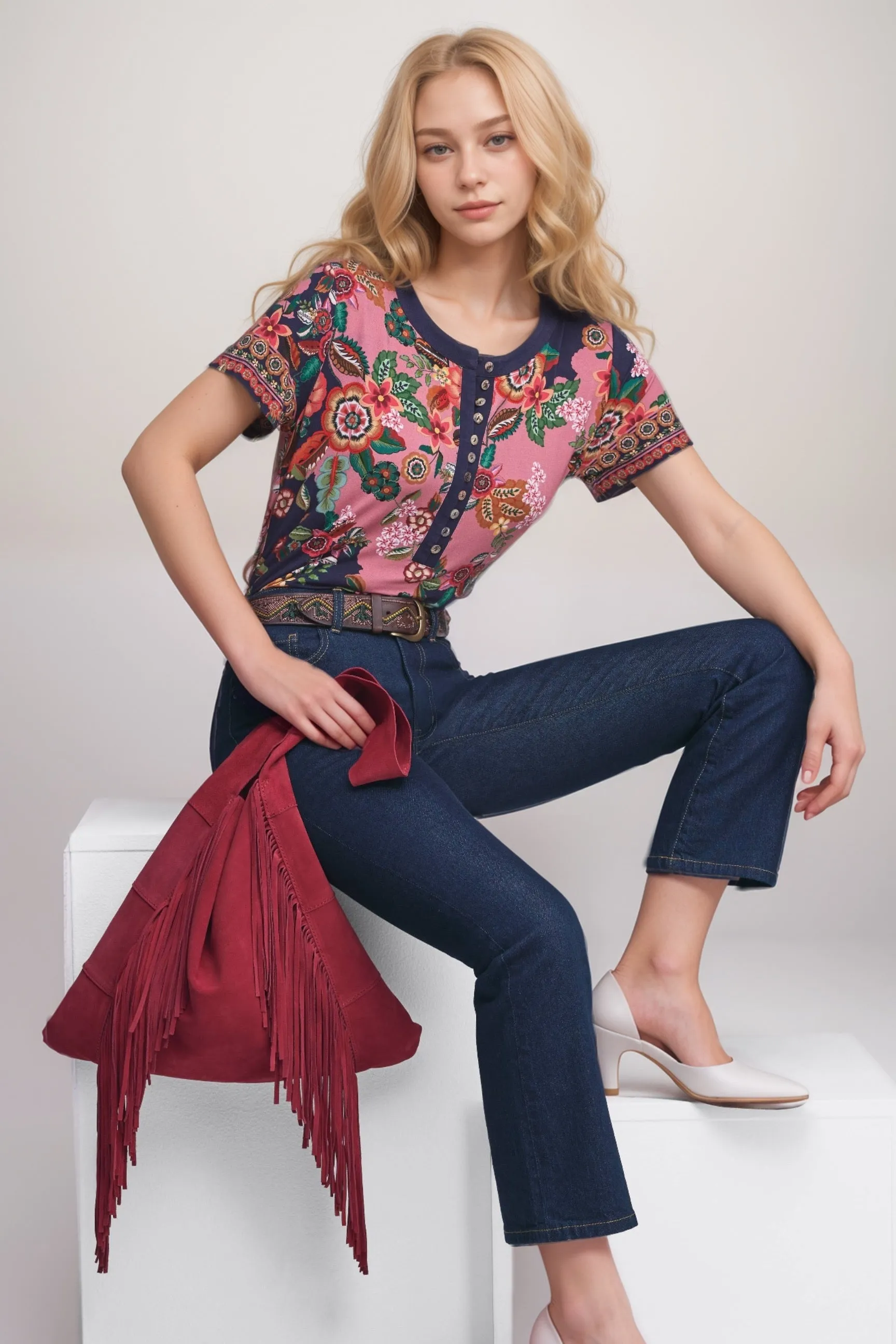 Johnny Was The Janie Favorite Short Sleeve Henley Tee T19624-6