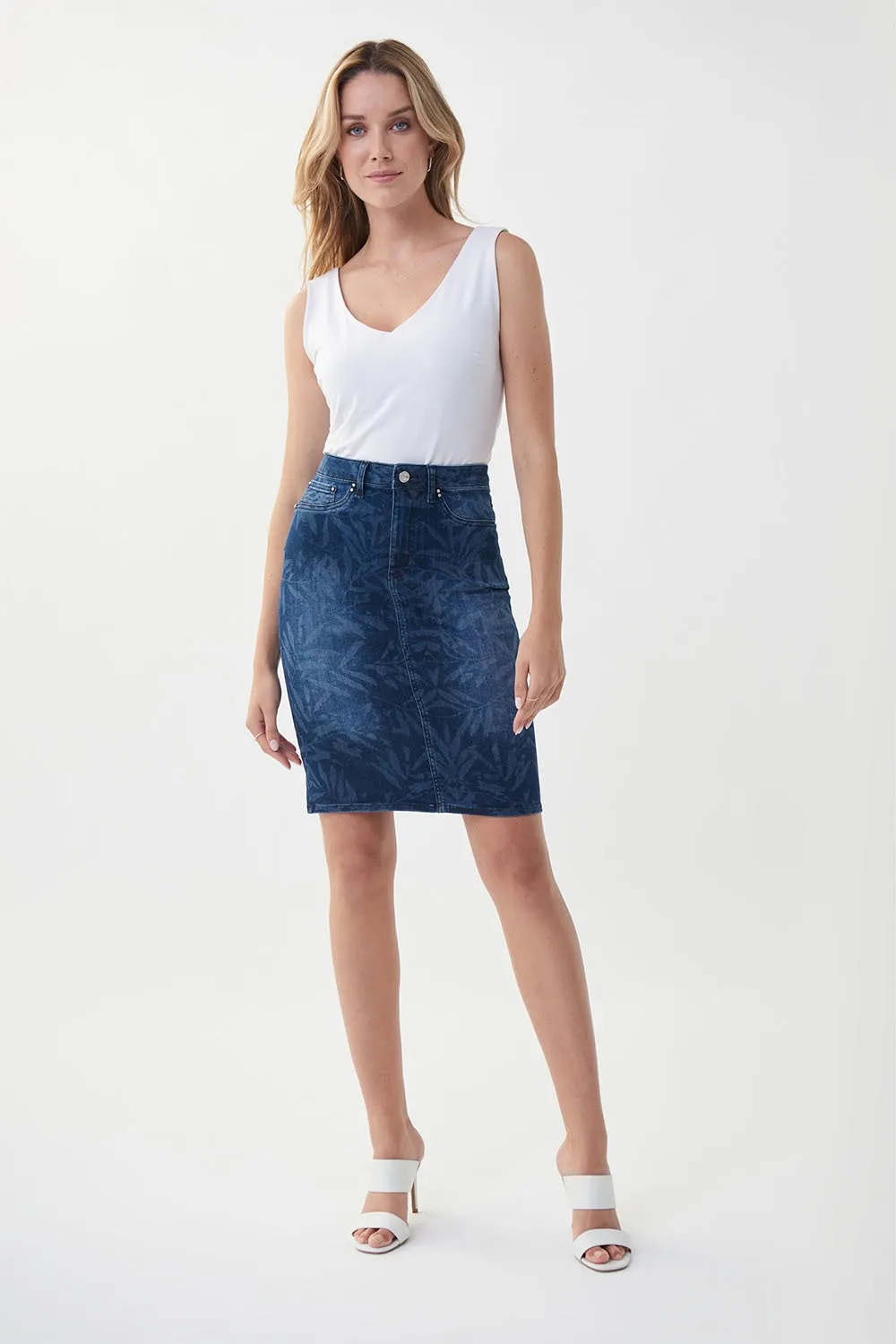 Joseph Ribkoff Printed Denim Skirt Jr222931
