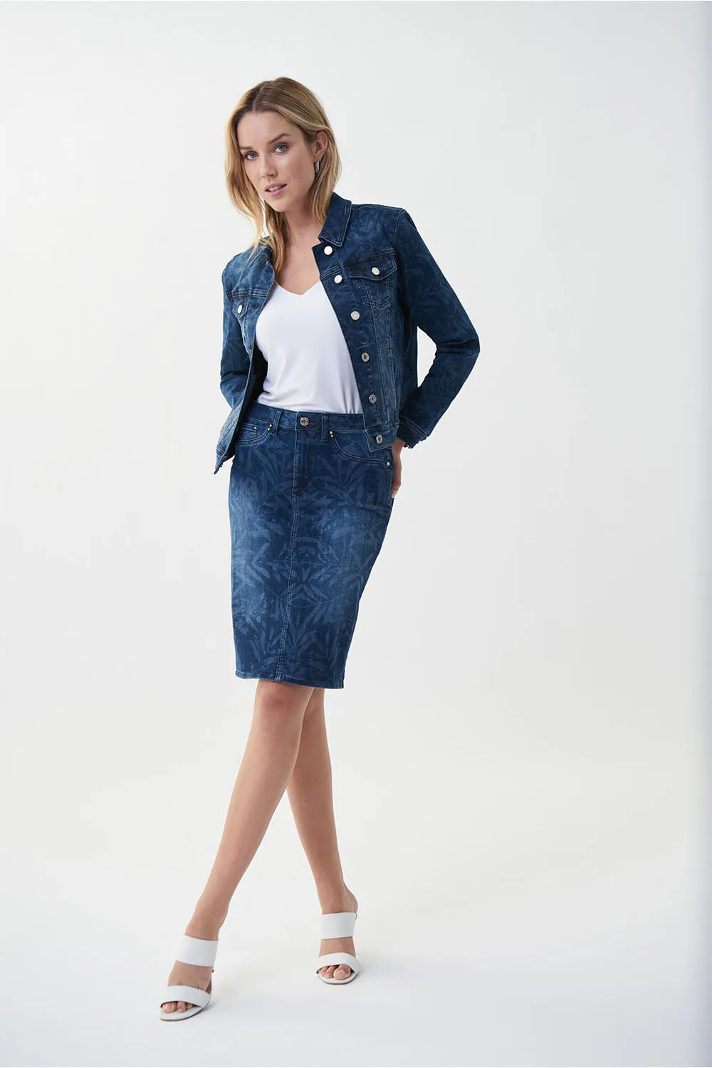 Joseph Ribkoff Printed Denim Skirt Jr222931