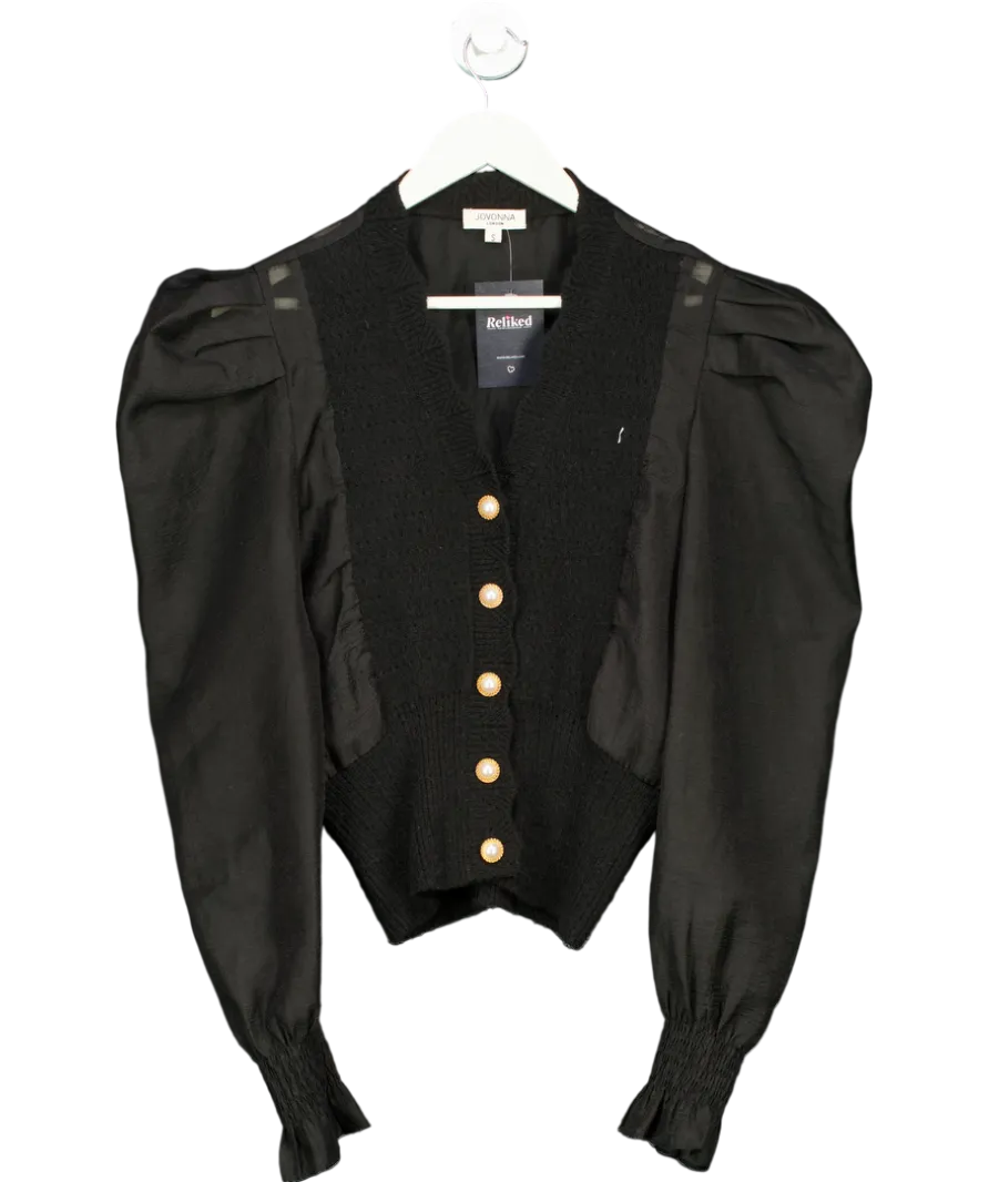Jovonna London Black The Fen Puff. sleeve Cardigan UK S