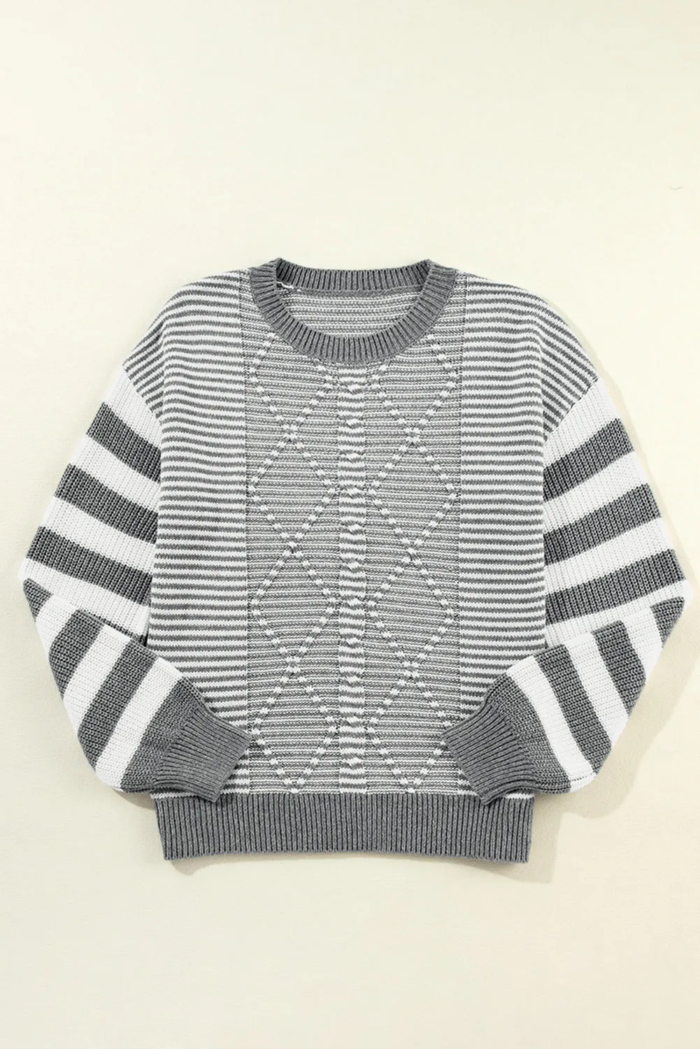 KaleaBoutique Geometric Textured Drop Shoulder Sweater