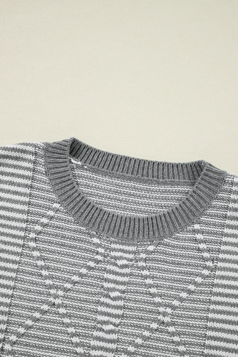 KaleaBoutique Geometric Textured Drop Shoulder Sweater