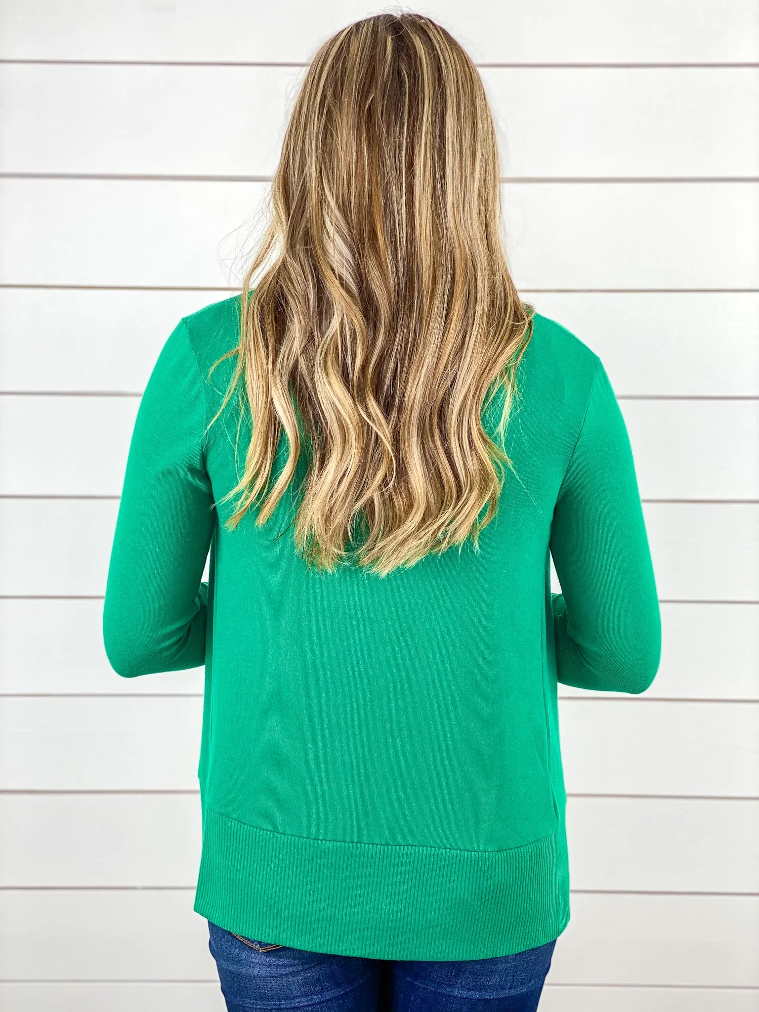 Kelly Green Snap Button Cardigan
