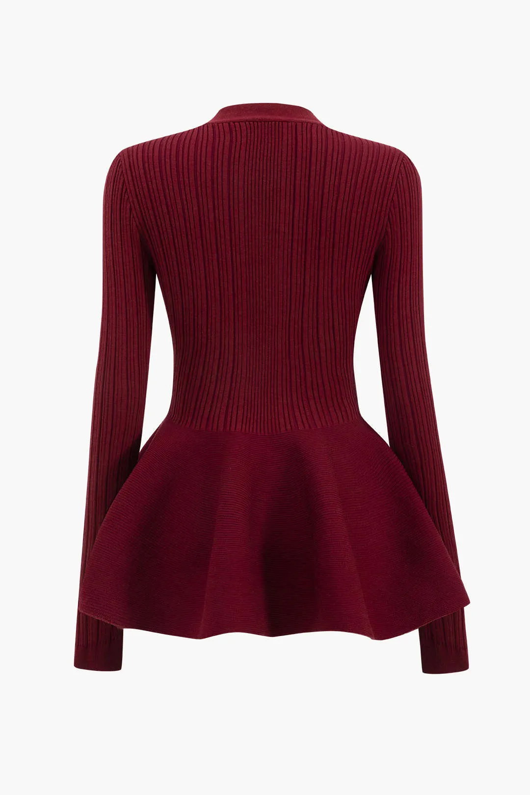 Kenzie - Classic V Neck Puff Hem Woman's Sweater Cardigan