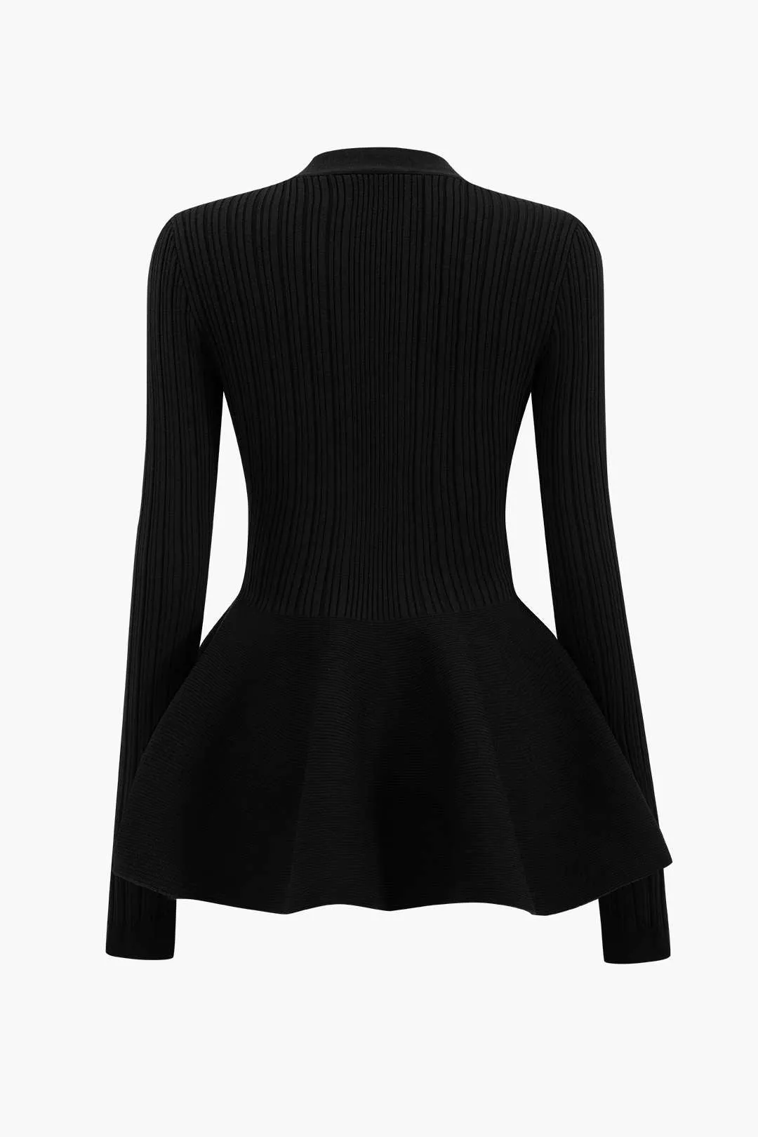 Kenzie - Classic V Neck Puff Hem Woman's Sweater Cardigan