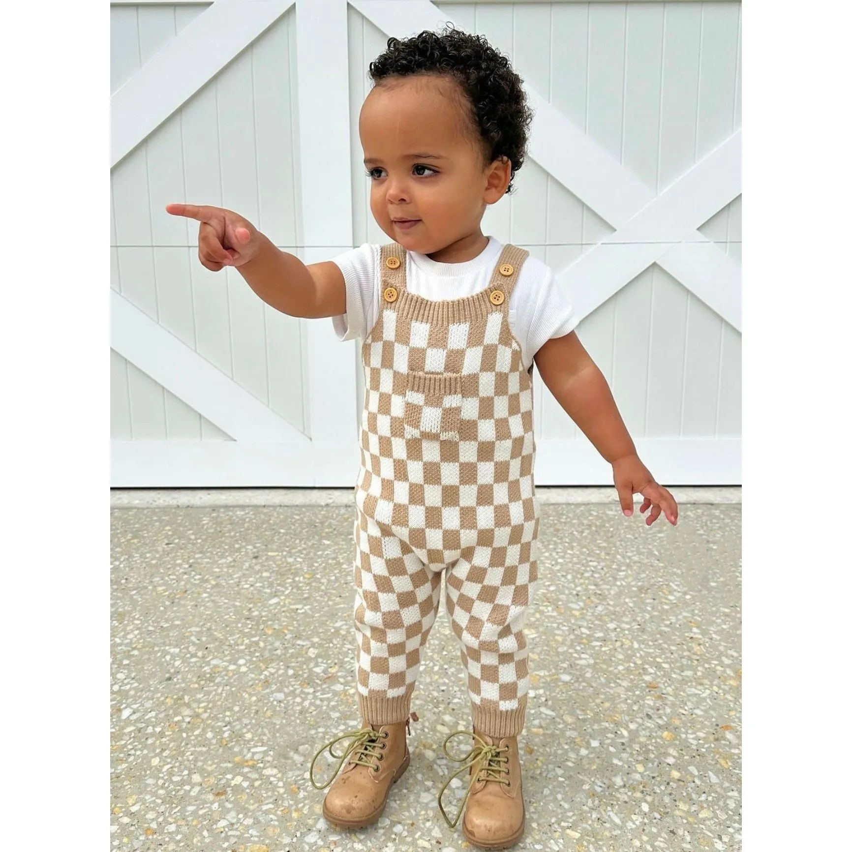 Knitted Check Overalls
