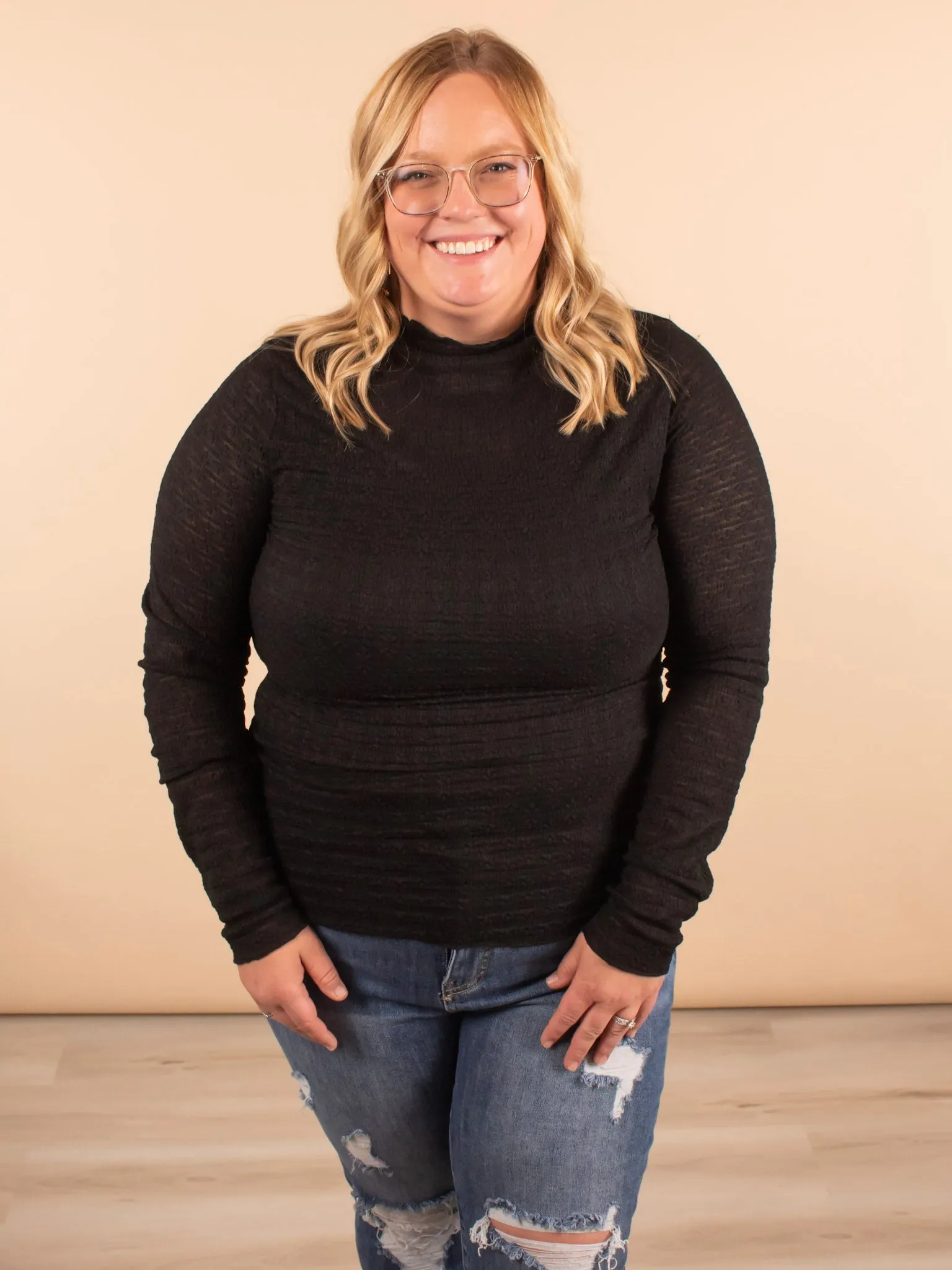 Lace & Grace Black Long Sleeve Top