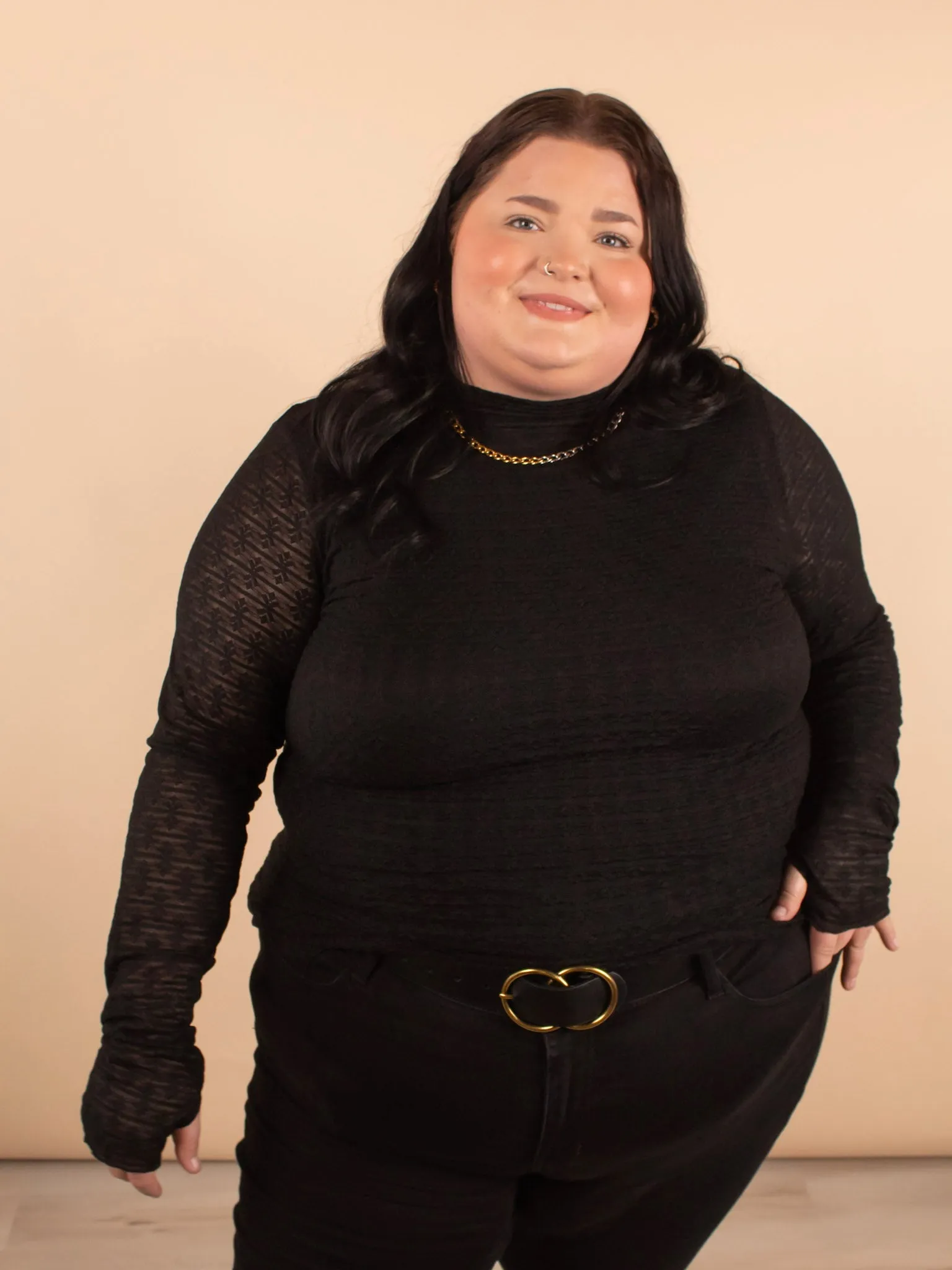 Lace & Grace Black Long Sleeve Top