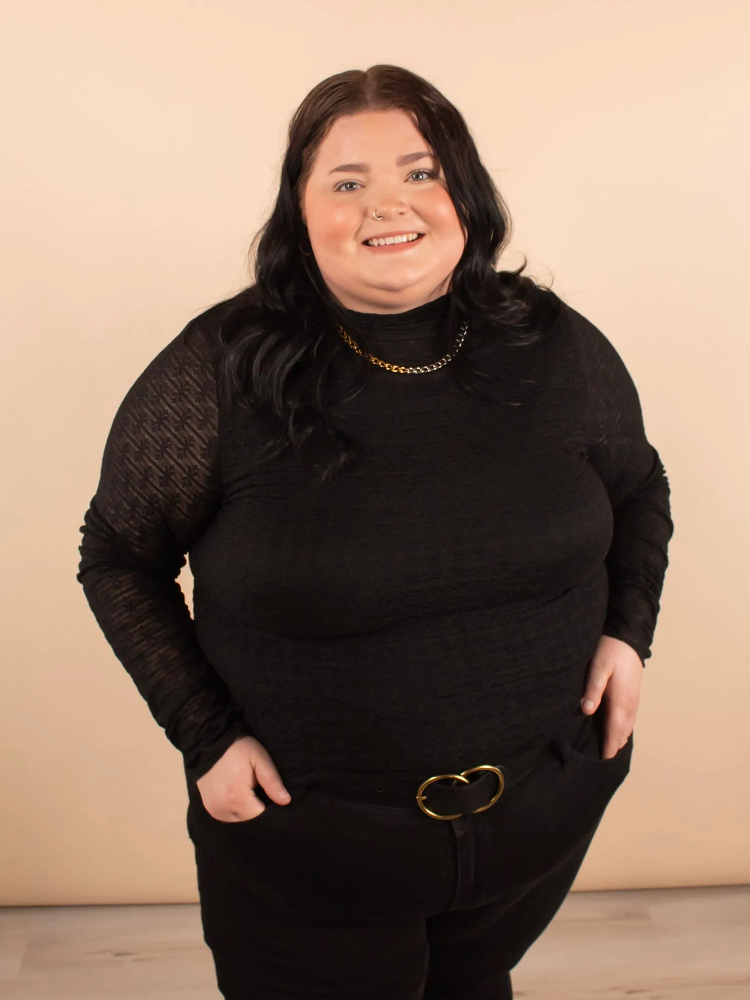 Lace & Grace Black Long Sleeve Top